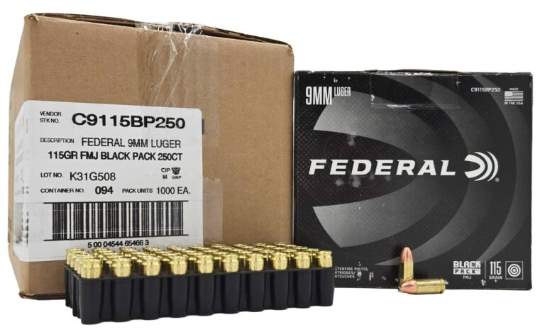 Federal Black Pack 9mm Luger 115 Grain Full Metal Jacket