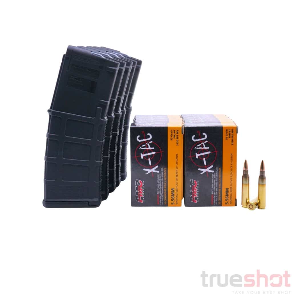 Bundle Deal: 5 Black 30 Round Magpul M3 Ar-15 Pmags And 200 Rounds Of
