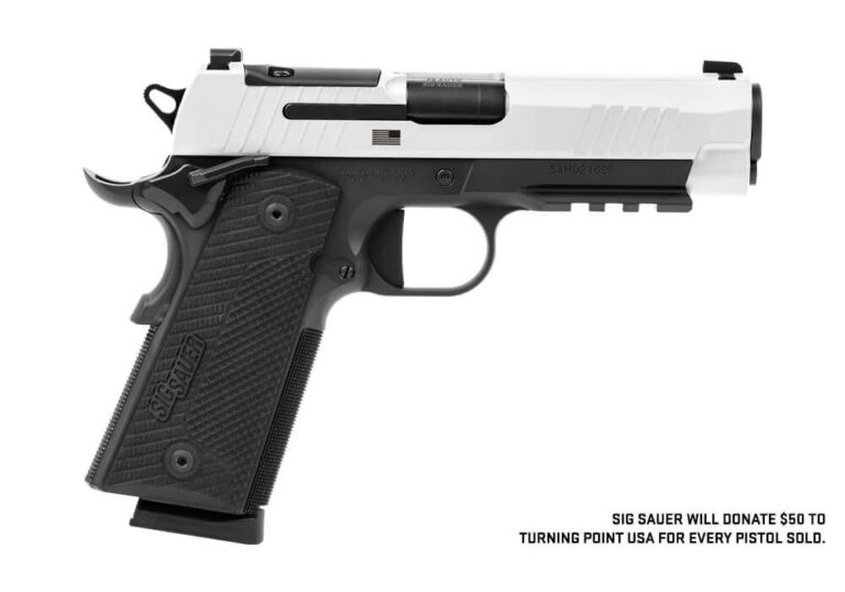 Sig Sauer Freedom Series, Turning Point Usa, 1911-x Carry 4.2\’, Optics Ready, Black / White, 45 Acp Pistol