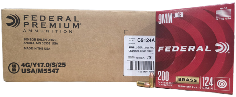 Federal Champion 9mm 124 Grain FMJ Brass