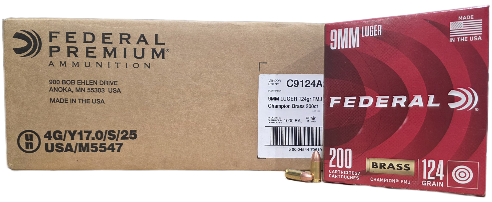 Federal Champion 9mm 124 Grain FMJ Brass