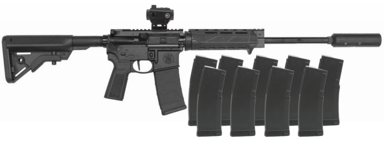 Smith & Wesson M&p15 Volunteer Xv, 5.56mm, 16\’ Rifle Package W/ 10x 30rd Mags, Red Dot, & Gemtech Suppressor