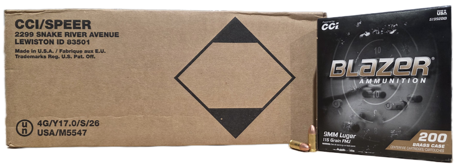 CCI Blazer Brass 9mm 115gr FMJ Ammo