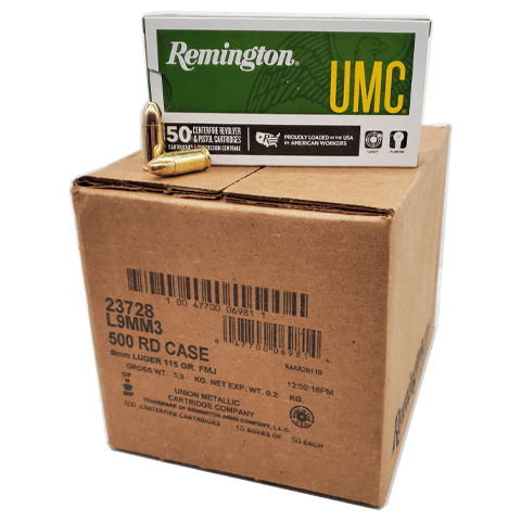 Remington UMC 9mm Luger 115gr FMJ 500rd Case