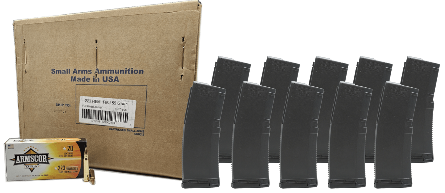 Armscor .223 Rem 55gr FMJ 1000rd Case with 10x 30rd Magazines