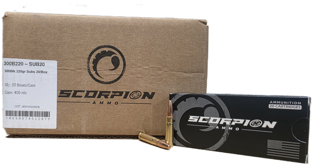 Scorpion .300 BLK 220gr Subsonic FMJ 400rd Case