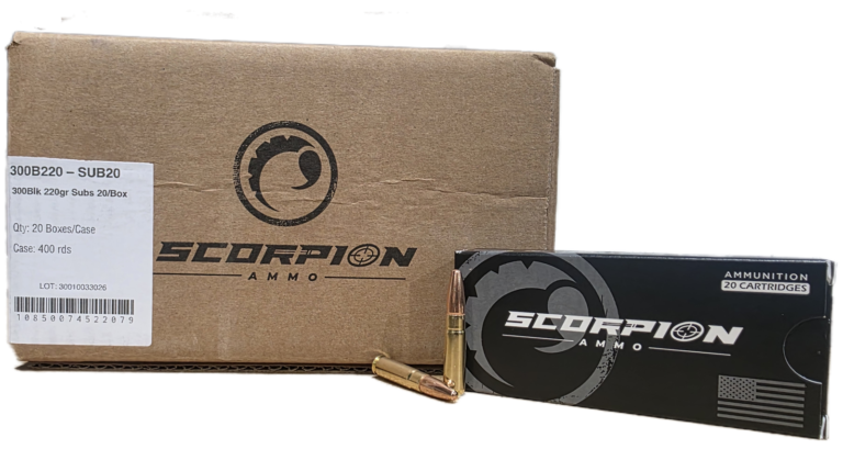Scorpion .300 BLK 220gr Subsonic FMJ 400rd Case