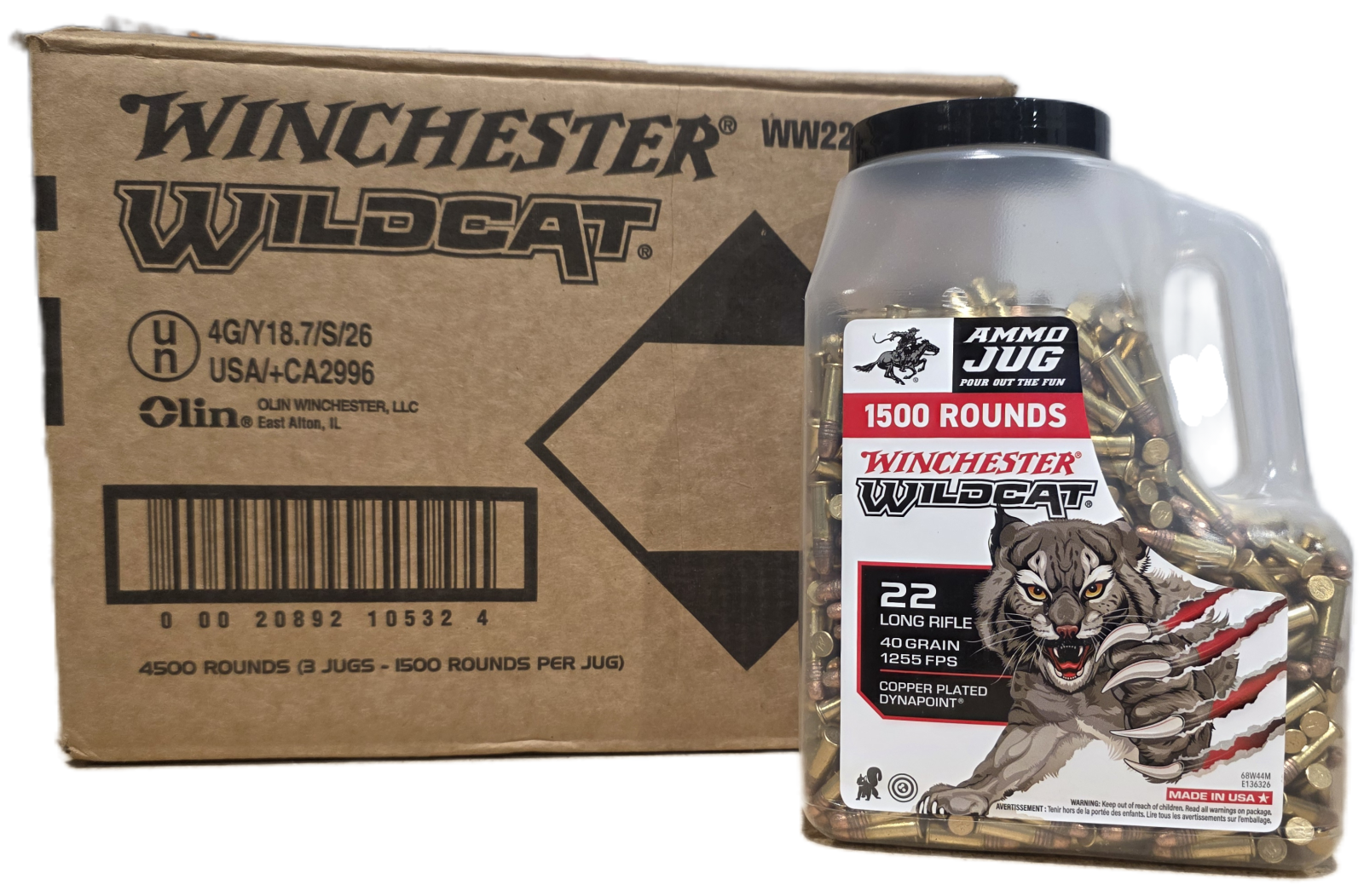 Winchester Wildcat .22LR 40gr DynaPoint 4500rd Case