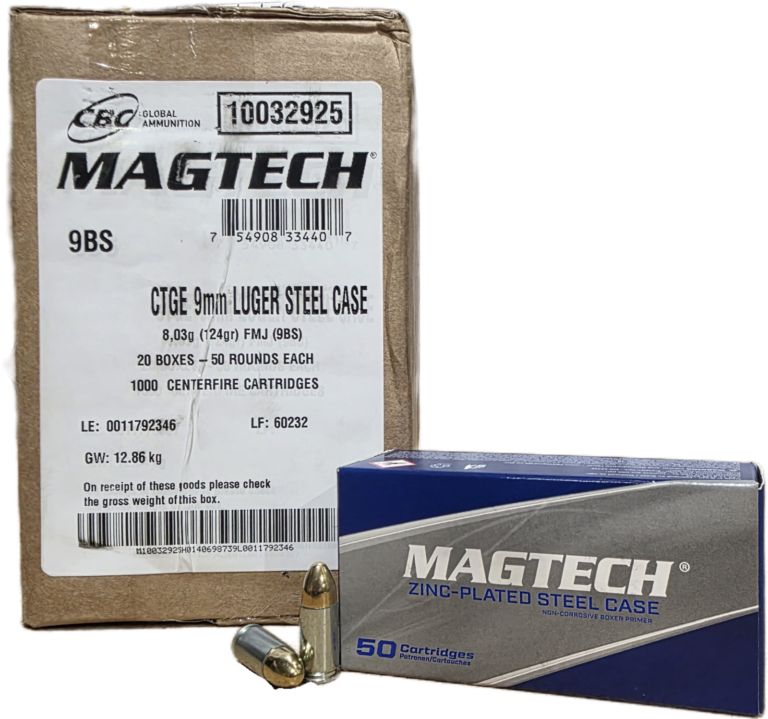 Magtech Steel Case 9mm 124gr FMJ 1000rd Case