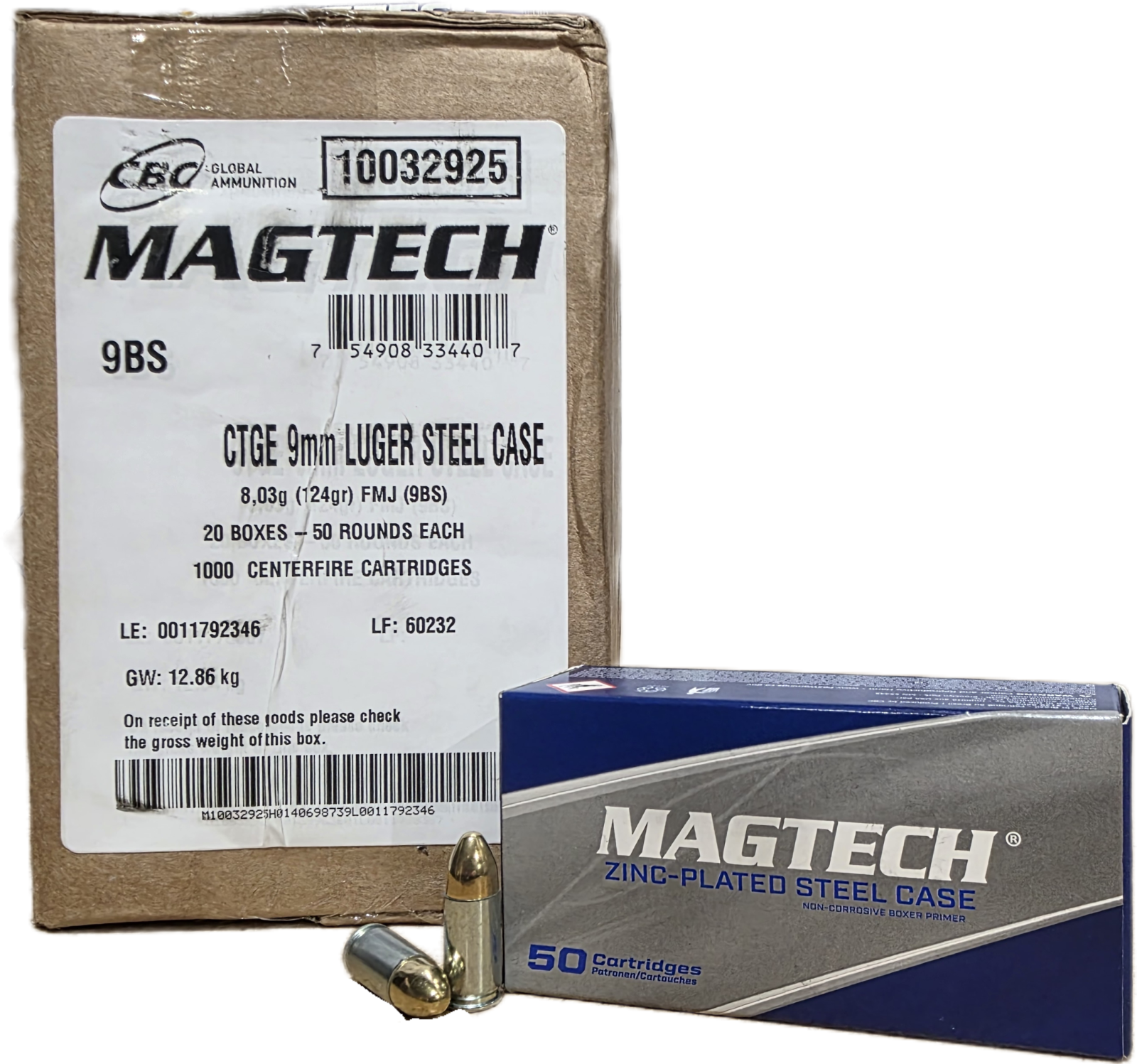 Magtech Steel Case 9mm 124gr FMJ 1000rd Case