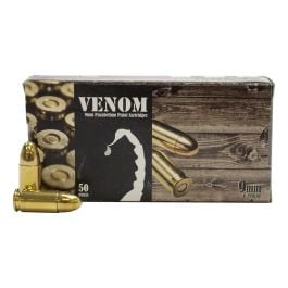 Venom 9mm 115gr FMJ Ammo 50rd