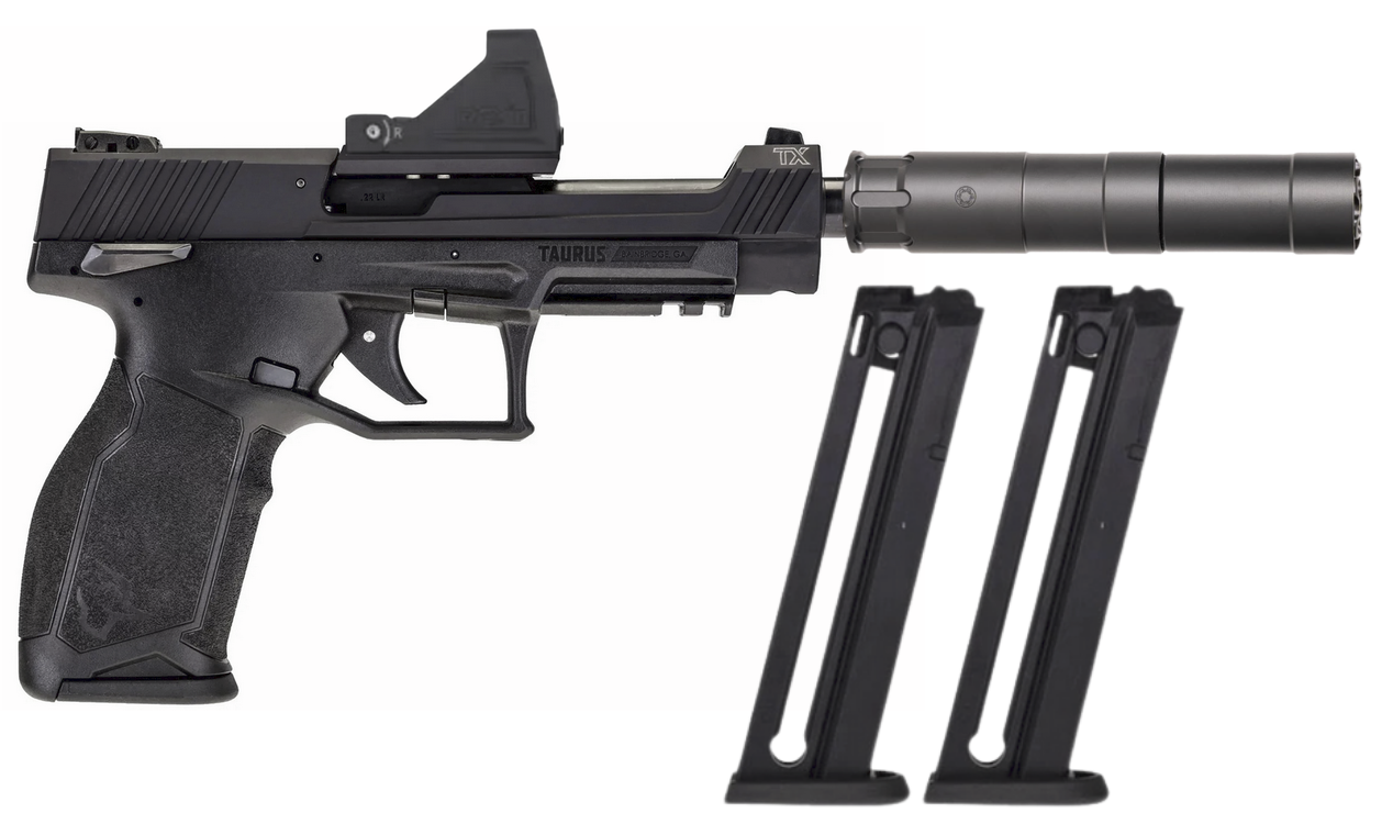 Taurus TX22 Competition .22 LR Pistol with RFX11 and Suppressor