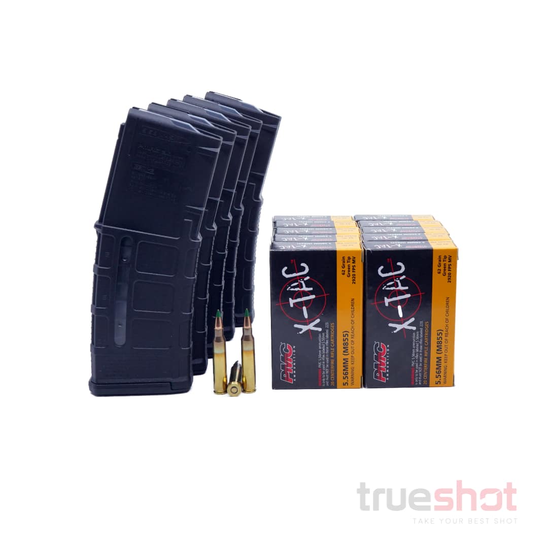 5 Magpul PMAG M3 AR-15 30rd Window Magazines & 200 Rounds