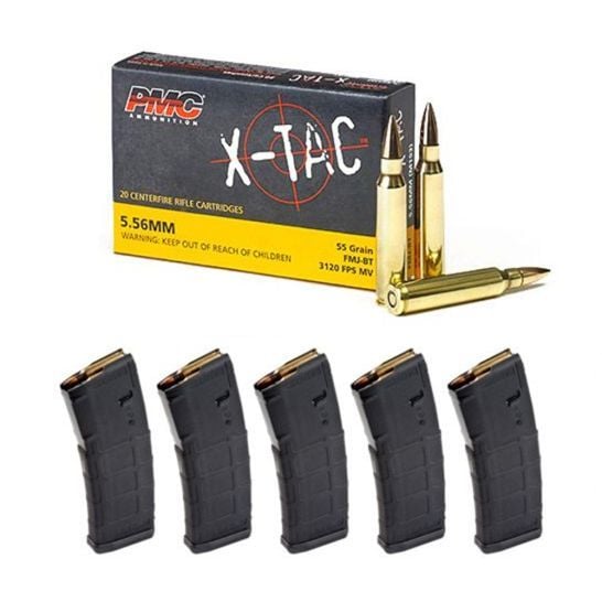 PMC X-TAC 5.56 FMJ 55gr Ammo & Magpul PMAG 5.56 Gen2 30 Round Magazines