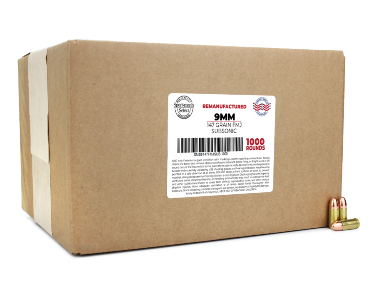 Sportsman’s Select Remanufactured 9mm 147 Grain FMJ Subsonic Ammo