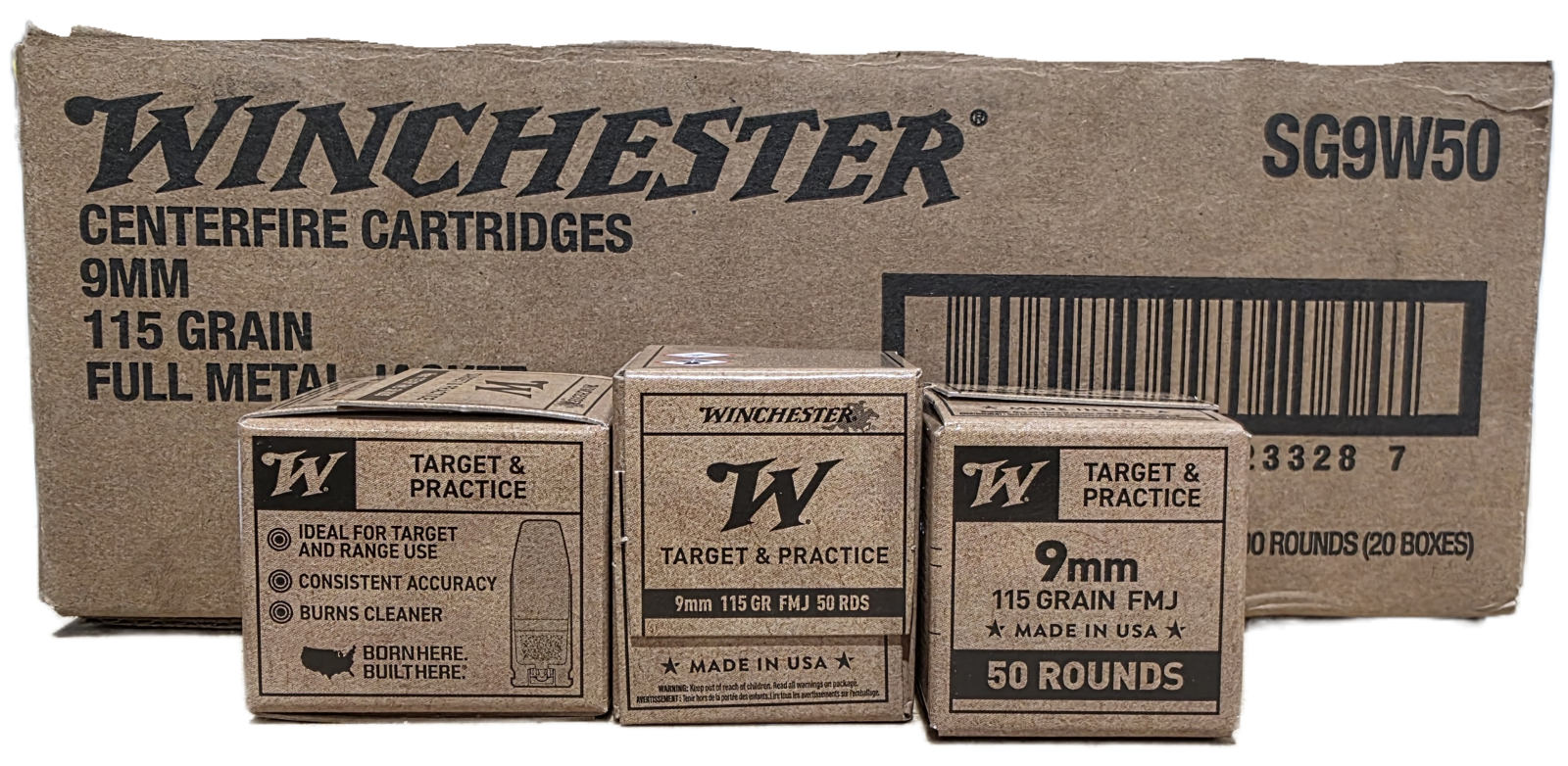 Winchester Service Grade 9mm 115gr FMJ 1000rd