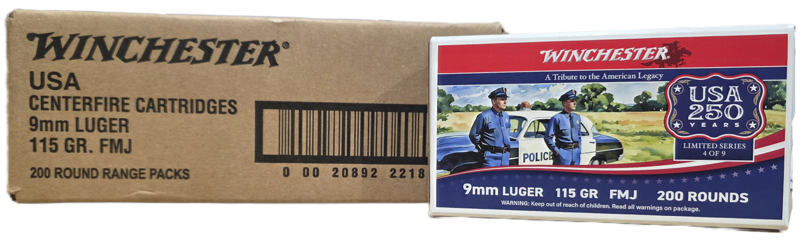 Winchester USA 250th Tribute 9mm 115gr FMJ 1000rd